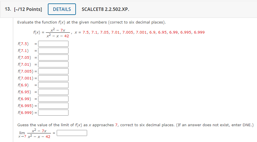 Solved Evaluate the function f(x) at the given numbers | Chegg.com