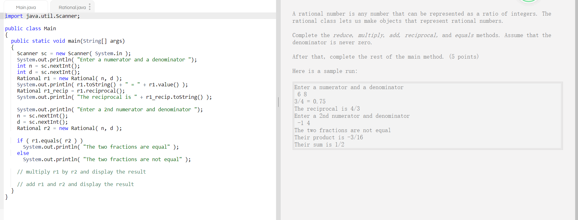 Solved Main.java Rational.java import java.util.Scanner; A | Chegg.com