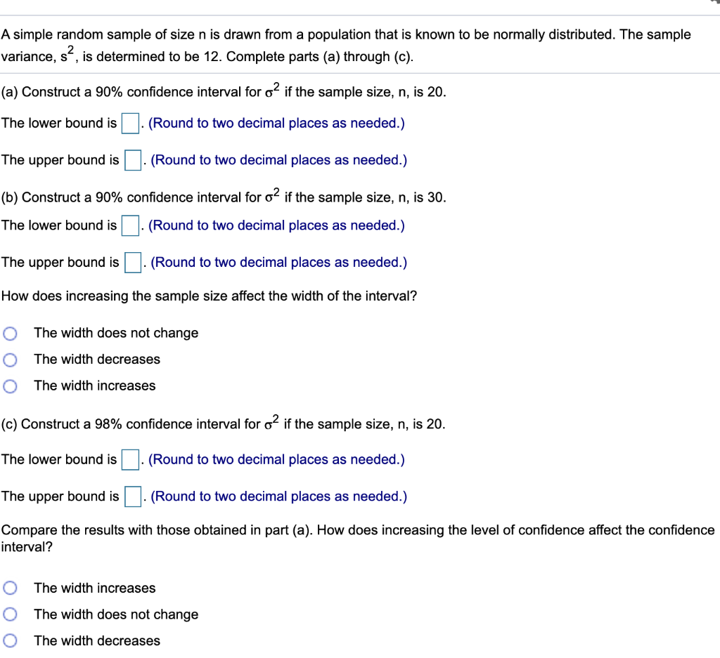 Solved A simple random sample of size n is drawn from a | Chegg.com