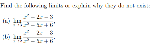 Solved Find the following limits or explain why they do not | Chegg.com