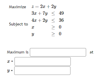 Y Maximum Math Solved Maximum isatx=y= | Chegg.com