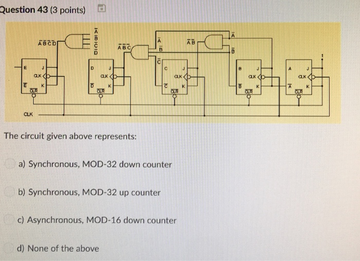 Solved Question 43 (3 points) AB ABCD CLK ?? The circuit | Chegg.com