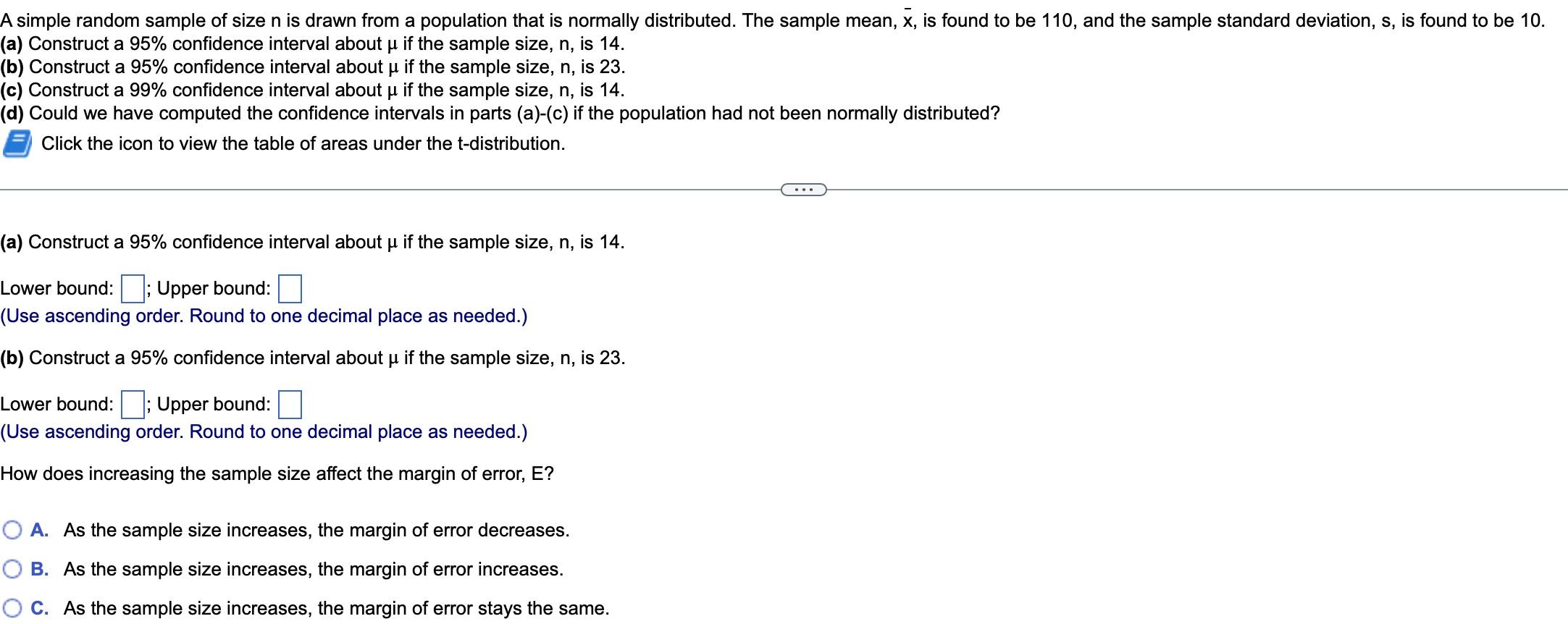 Solved A simple random sample of size n is drawn from a | Chegg.com
