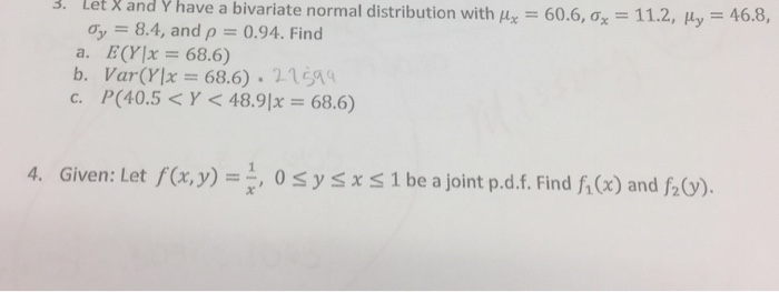 Solved a bivariate normal distribution with normal | Chegg.com