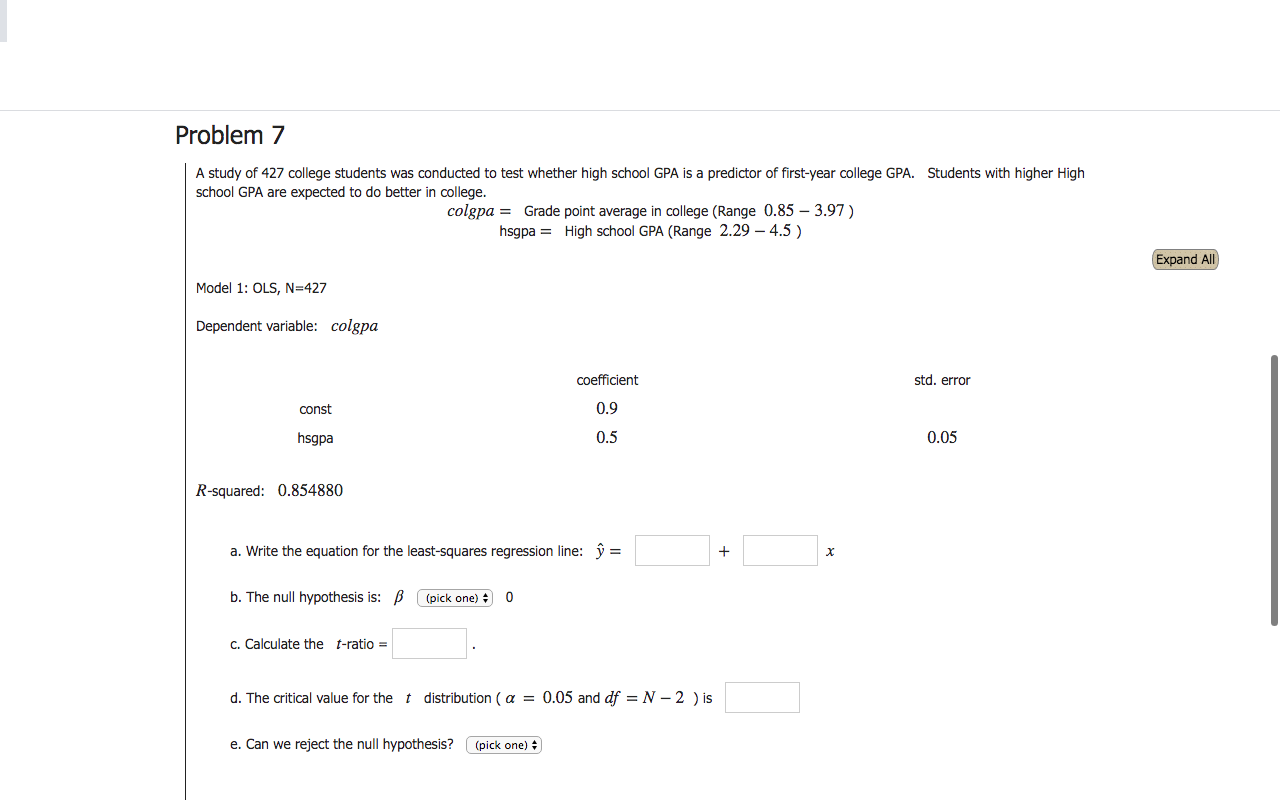 Solved Problem 7 A study of 427 college students was | Chegg.com