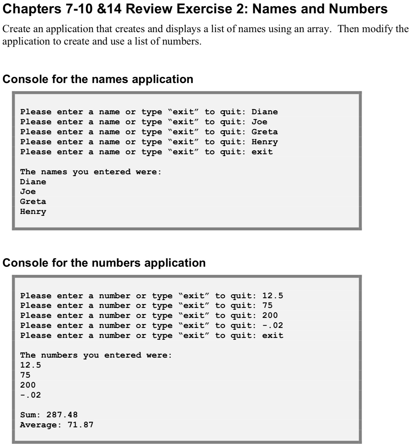 Solved Chapters 7-10 \&14 Review Exercise 2: Names and | Chegg.com