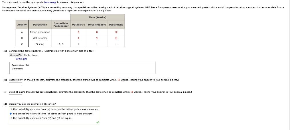 Solved (a) Construct the project network. (Submit a file | Chegg.com