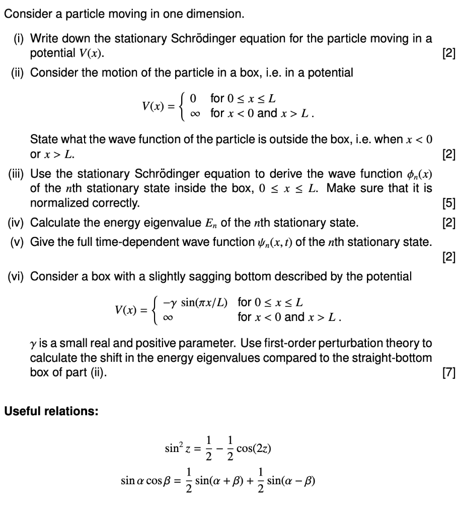 Solved Consider A Particle Moving In One Dimension 1 W Chegg Com