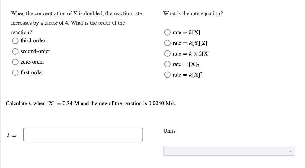 Solved What Is The Rate Equation? When The Concentration Of | Chegg.com