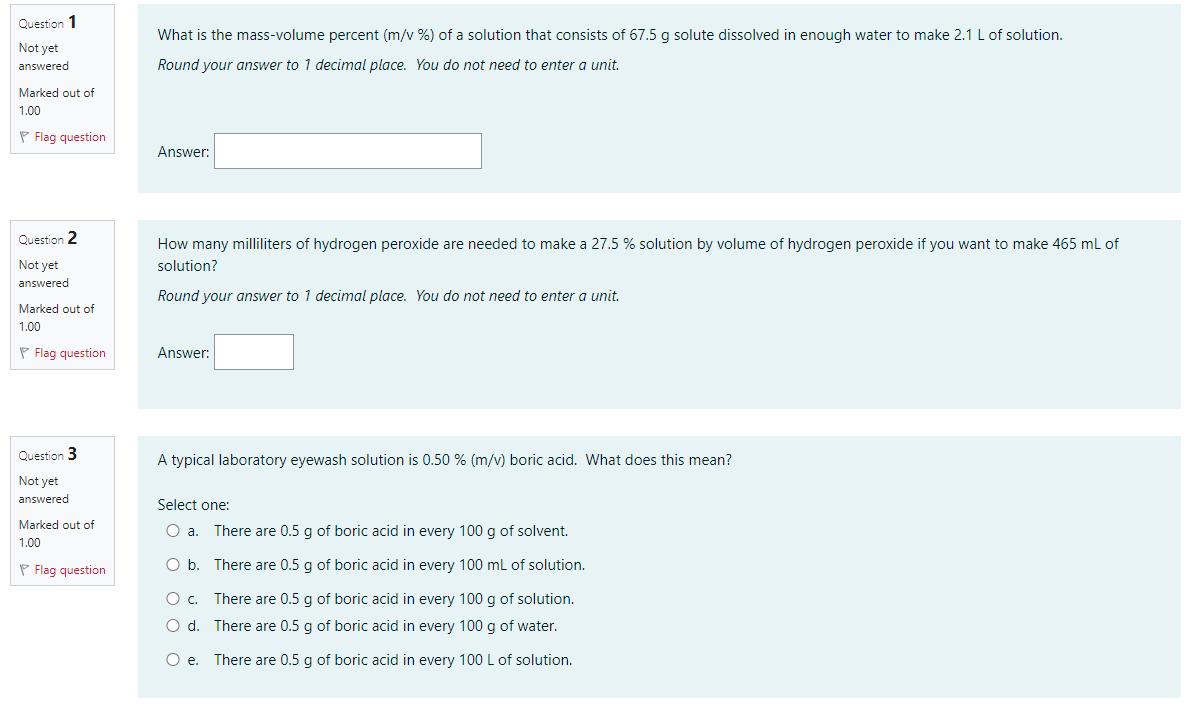 Solved What is the mass-volume percent (m/v%) of a solution | Chegg.com