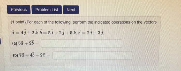 Solved Previous Problem List Next (1 point) For each of the | Chegg.com