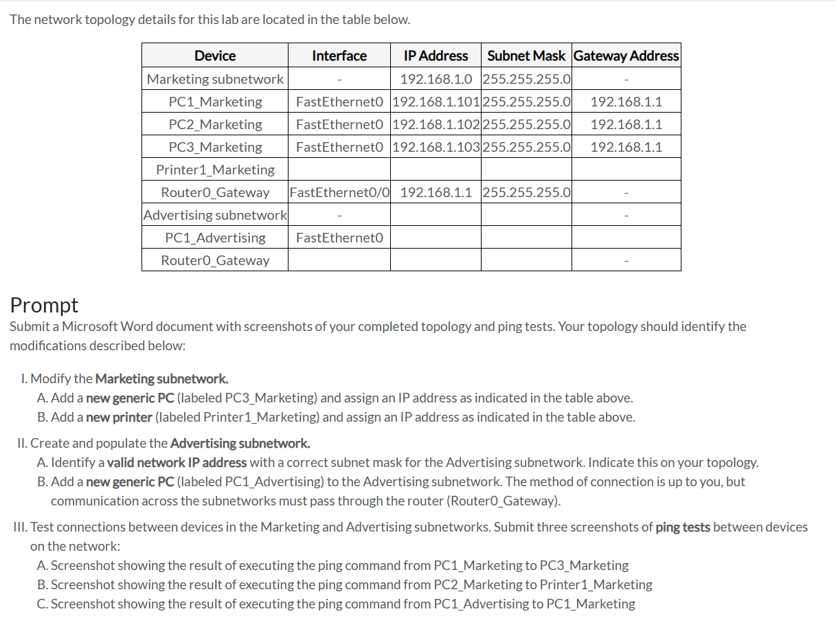 Solved CYB 210 Module Two Packet Tracer Activity Guidelines | Chegg.com