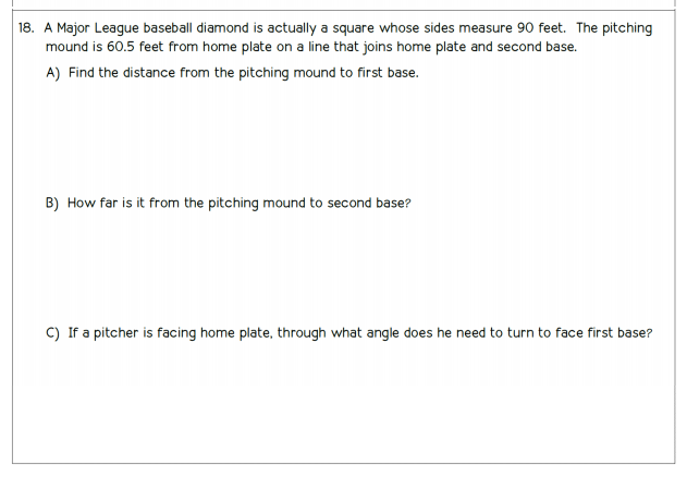 Solved 18. A Major League baseball diamond is actually a | Chegg.com