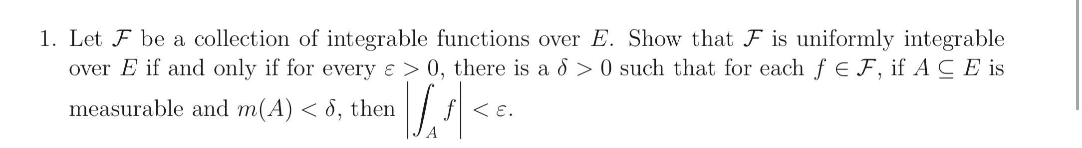 Solved Let F be a collection of integrable functions over E. | Chegg.com