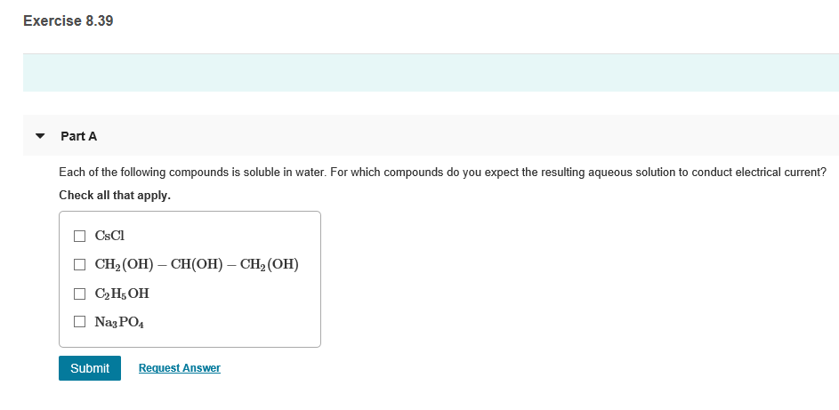Solved Exercise 8.39 Part A Each of the following compounds | Chegg.com