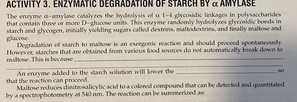 Solved ACTIVITY 3. ENZYMATIC DEGRADATION OF STARCH BY a | Chegg.com