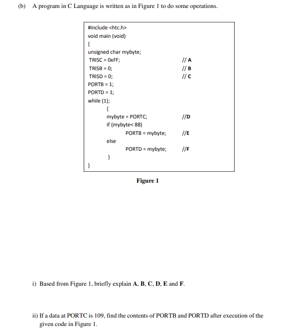Solved (b) A program in C Language is written as in Figure 1 | Chegg.com