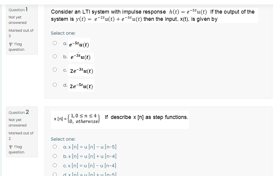 Solved Question 1 Not Yet Answered Marked Out Of Consider An | Chegg.com