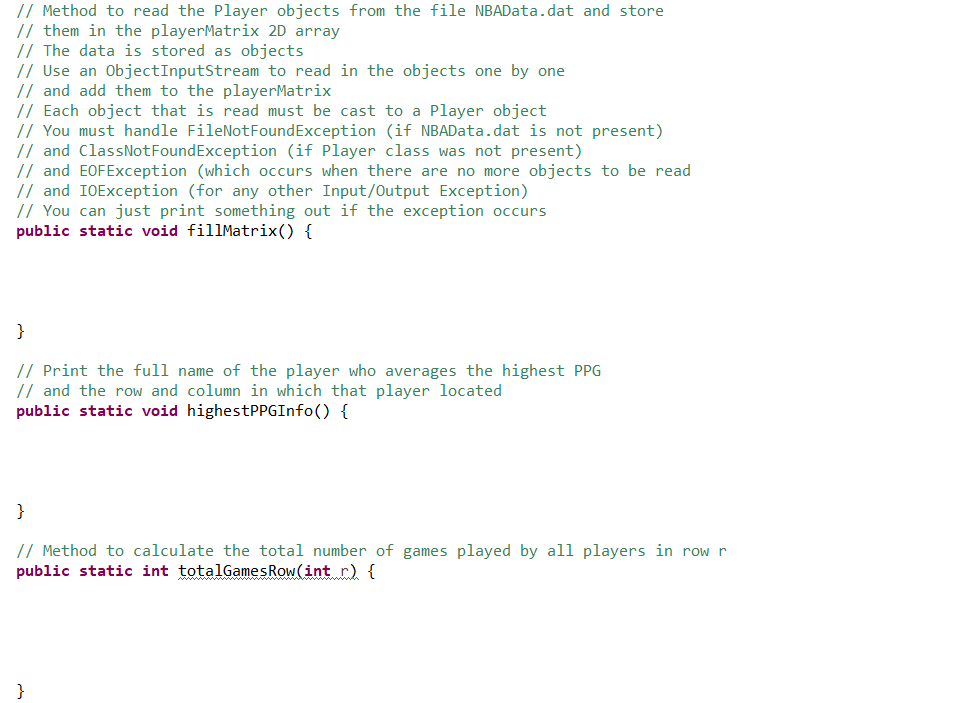 Solved use Player.java to complete the Method in | Chegg.com