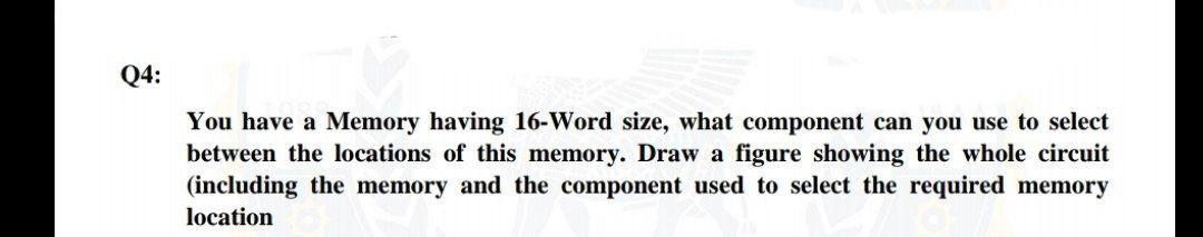 Solved Q4 You have a Memory having 16 Word size what Chegg com