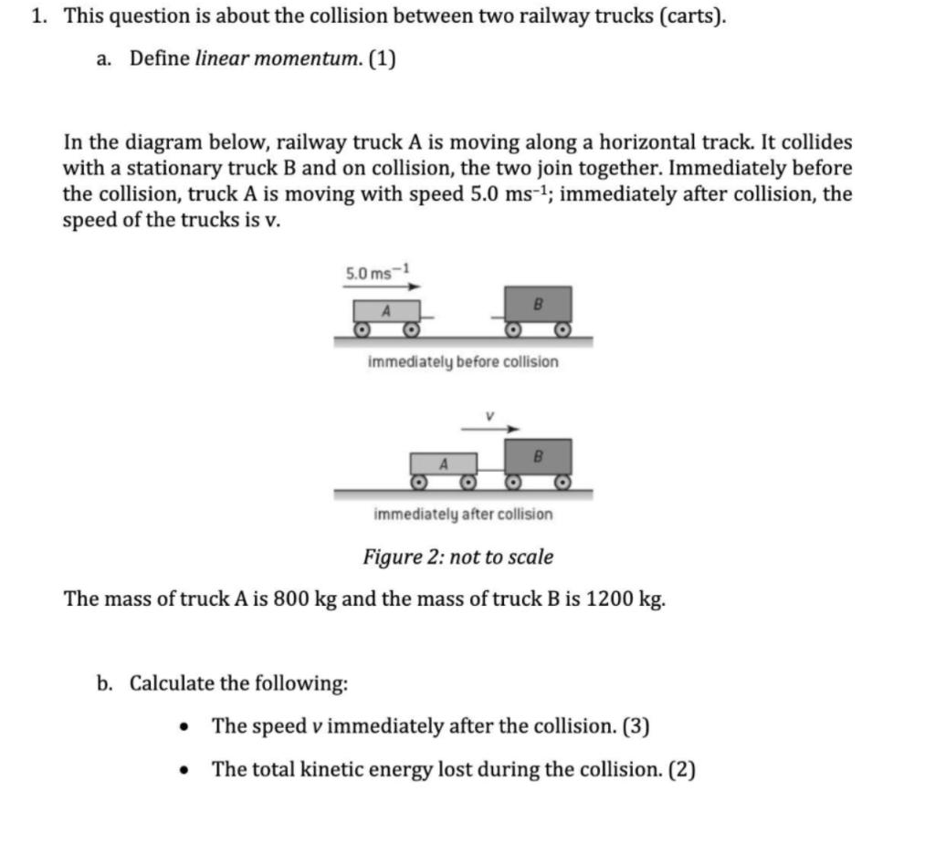 Solved 1. This question is about the collision between two | Chegg.com