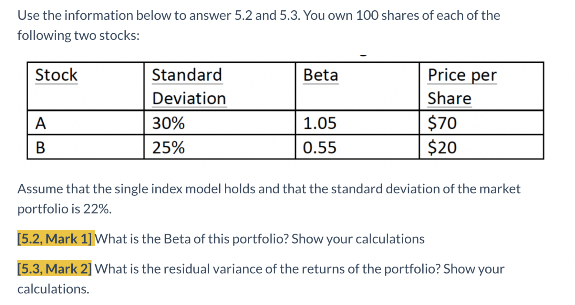 Solved Use The Information Below To Answer 5.2 And 5.3. You | Chegg.com