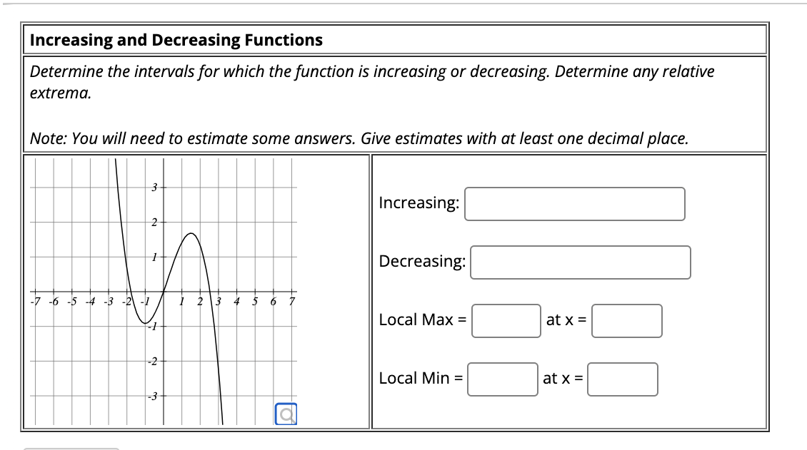 Solved Increasing and Decreasing Functions Determine the | Chegg.com