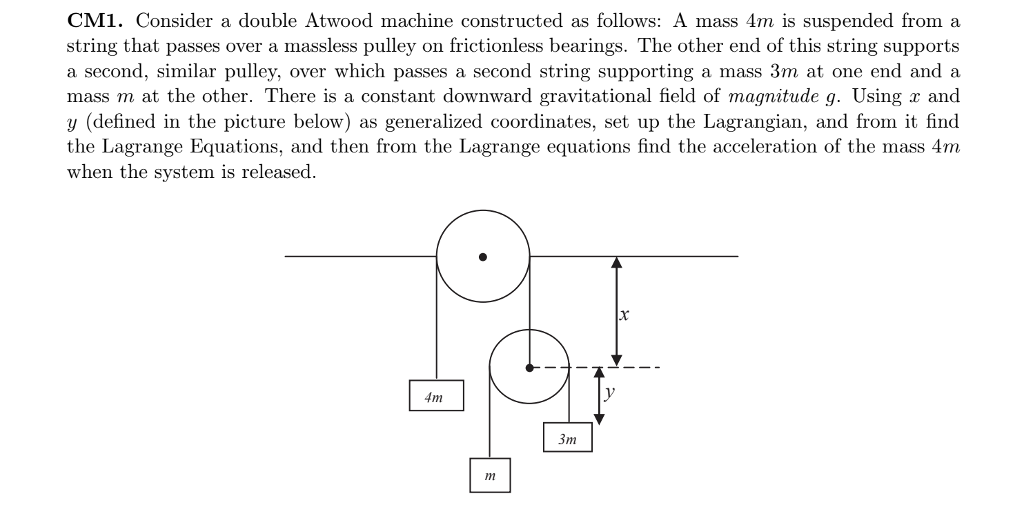 Solved CM1. Consider A Double Atwood Machine Constructed As | Chegg.com