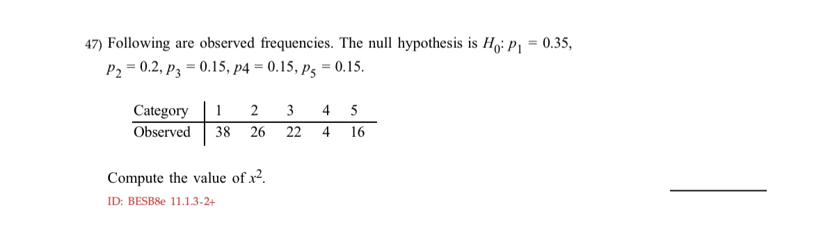 Solved 47) Following are observed frequencies. The null | Chegg.com