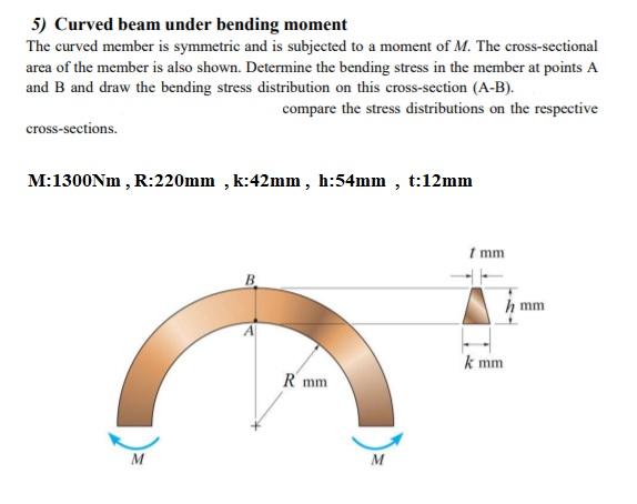 Solved 5) Curved beam under bending moment The curved member | Chegg.com