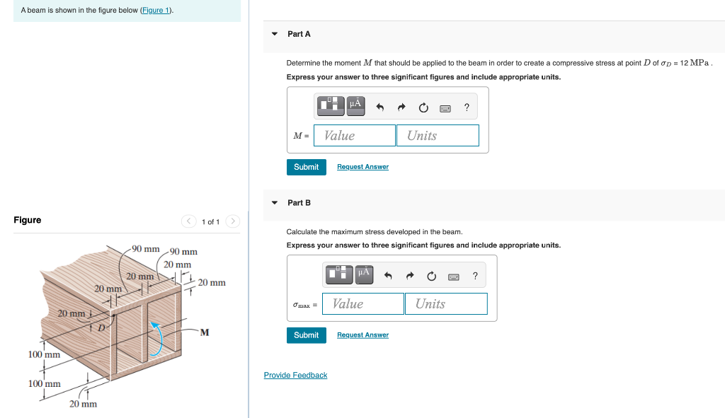 Solved A beam is shown in the figure below (Figure 1). Part | Chegg.com
