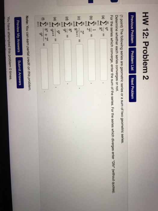Solved HW 12: Problem 2 Previous Problem Problem ListNext | Chegg.com