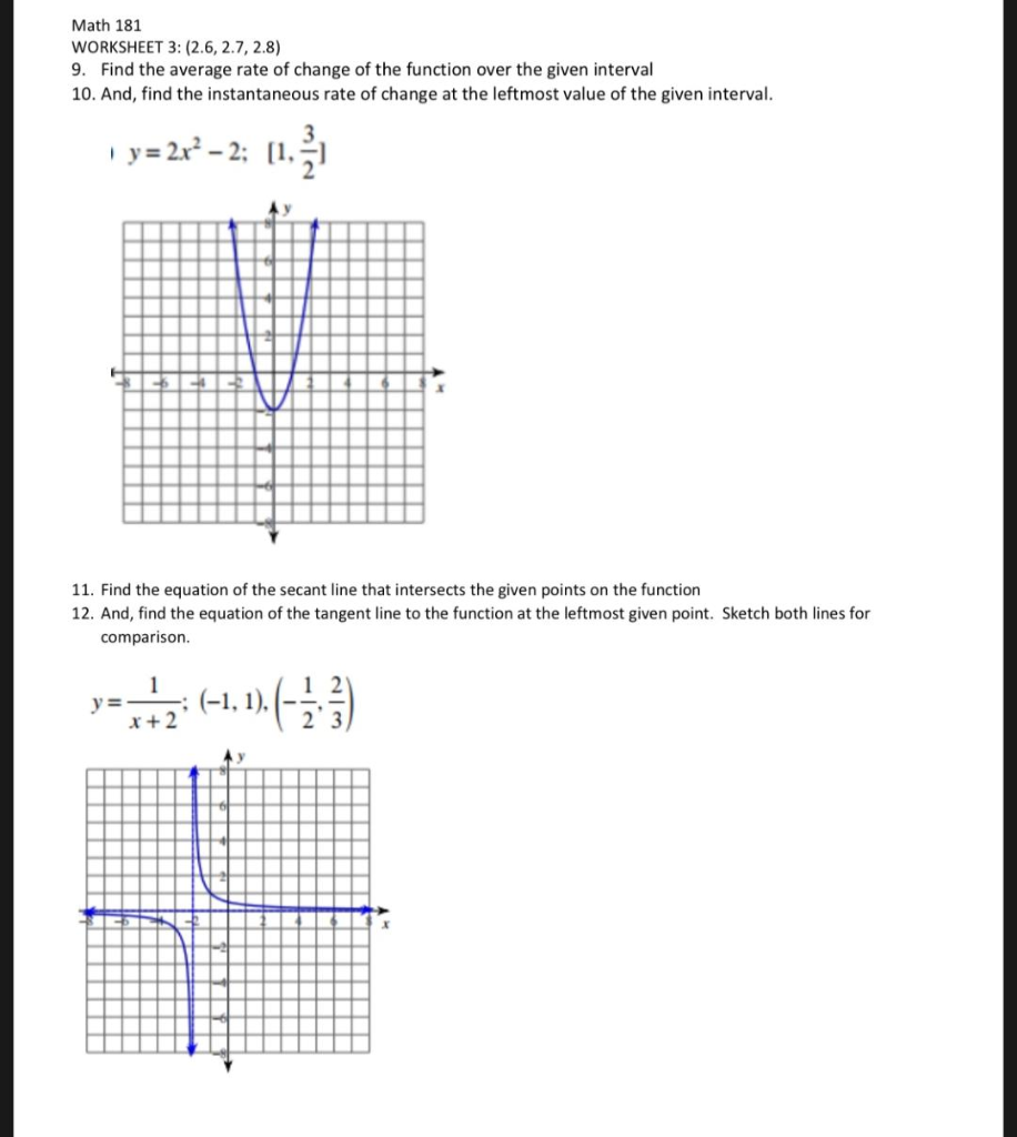 Rate Of Change Problems Worksheet