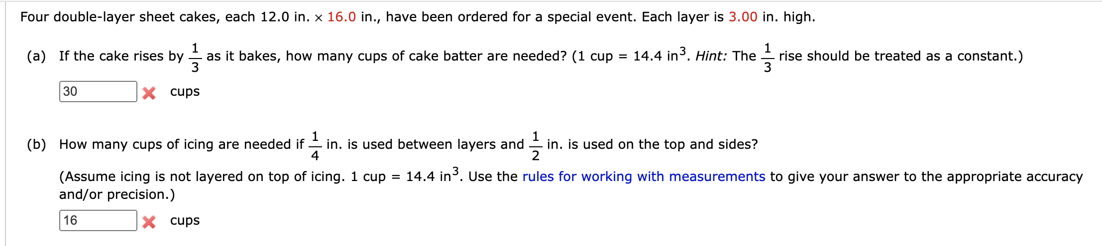 Solved Four double-layer sheet cakes, each 12.0 in. \\( | Chegg.com