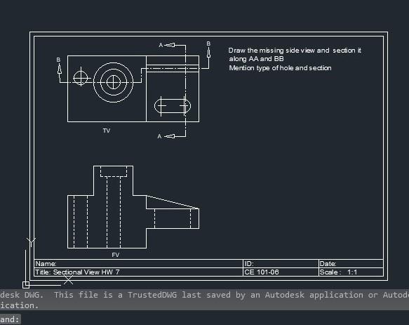 Solved A- C=- Draw The Missing Side View And Section It 