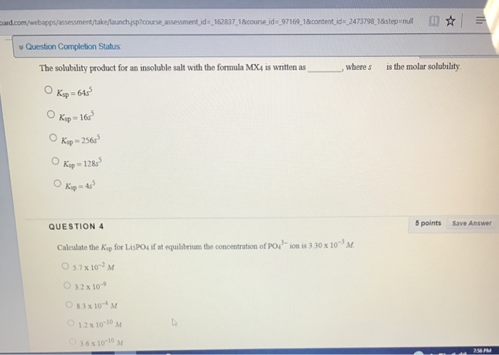 Solved The Solubility Product For An Insoluble Salt With The | Chegg.com