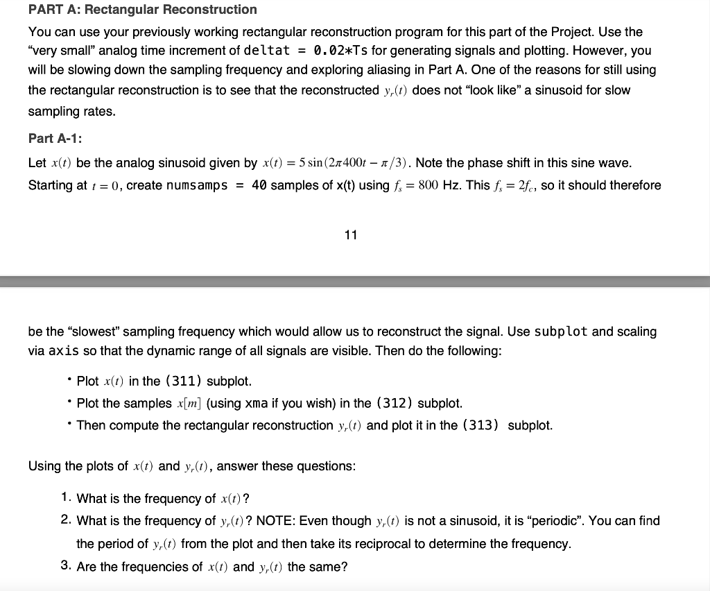PART A: Rectangular Reconstruction You can use your | Chegg.com