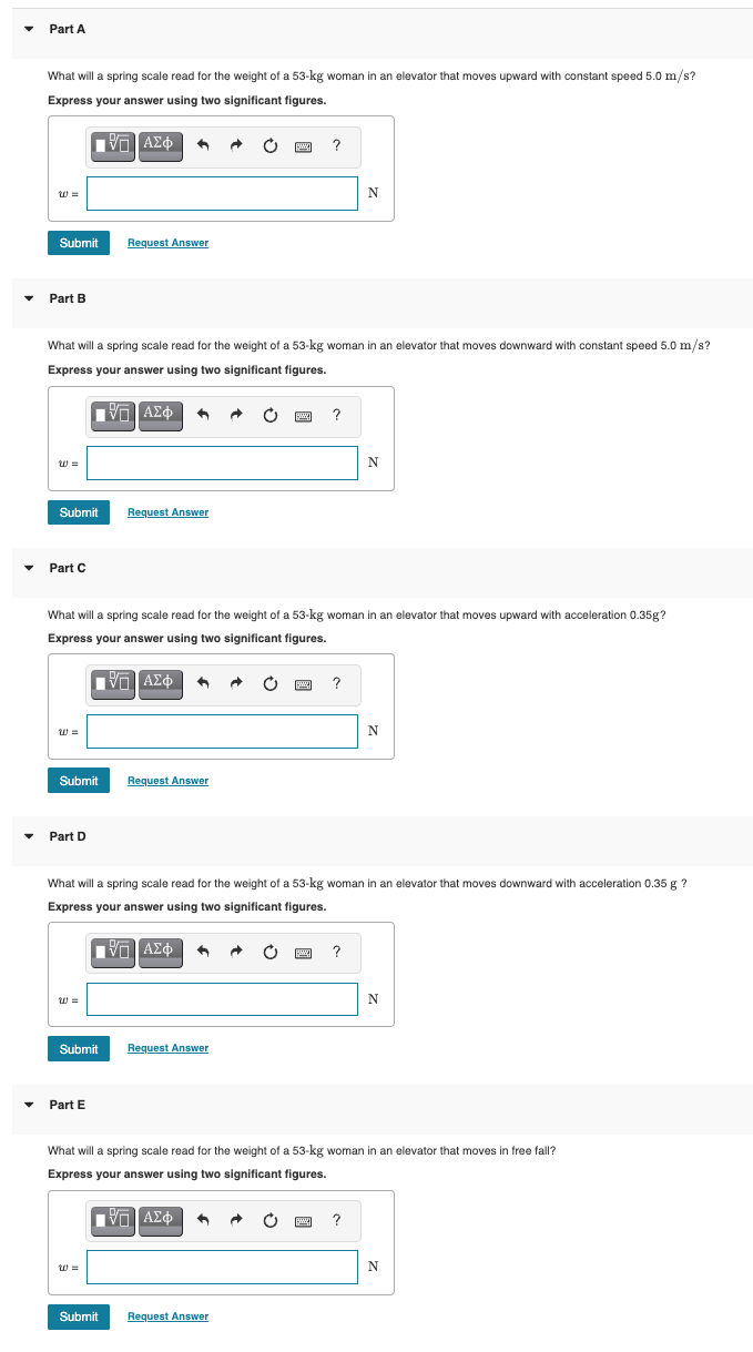 Solved What will a spring scale read for the weight of a