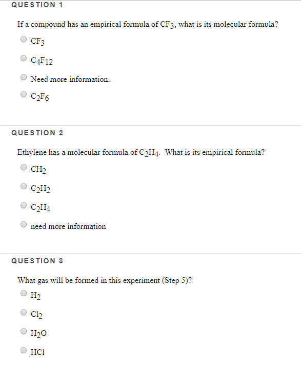 Solved QUESTION 1 If a compound has an empirical formula of