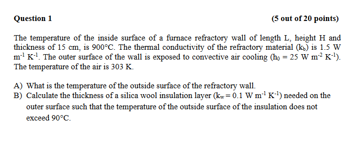 Solved The temperature of the inside surface of a furnace | Chegg.com