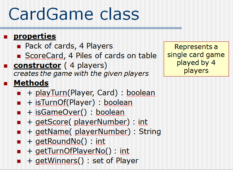 *CARDGAME CLASS* *I WROTE THE CODE BUT SOME PARTS | Chegg.com