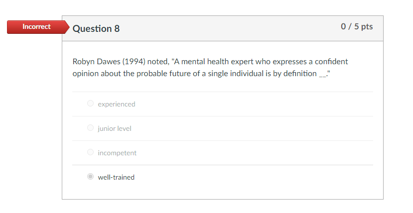 Solved Robyn Dawes (1994) noted, 