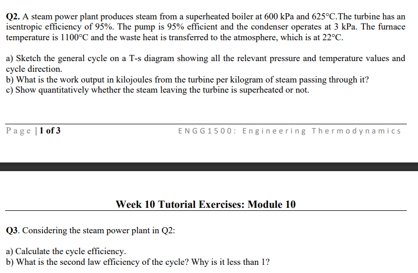 Solved Q2. A Steam Power Plant Produces Steam From A | Chegg.com