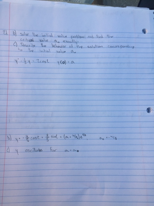 Solved b) Solve the initial value problem and find the | Chegg.com