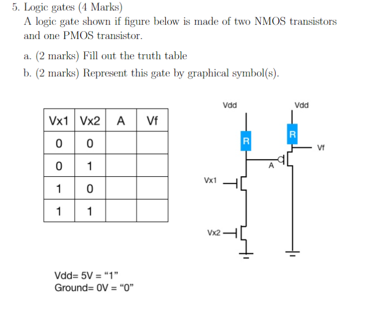 5. Logic gates (4 Marks) A logic gate shown if figure below is made of