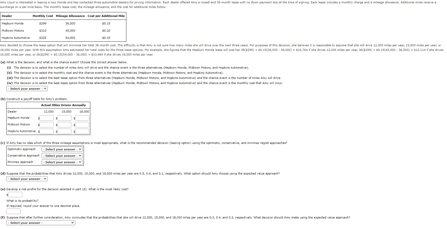 Amy Lloyd is interested in leasing a new Honda and