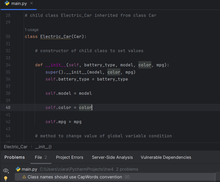 When typing the following code in PyCharm I get an | Chegg.com