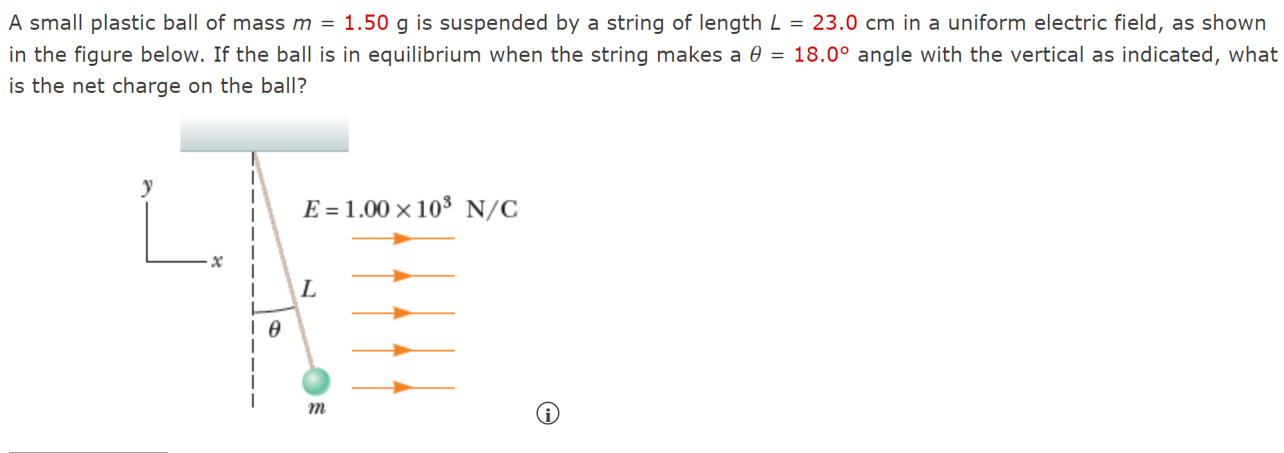 Solved = A small plastic ball of mass m = 1.50 g is
