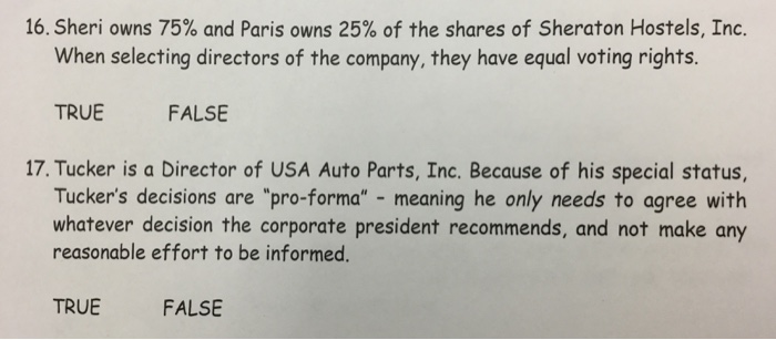Solved 16 Sheri Owns 75 And Paris Owns 25 Of The Shares Chegg