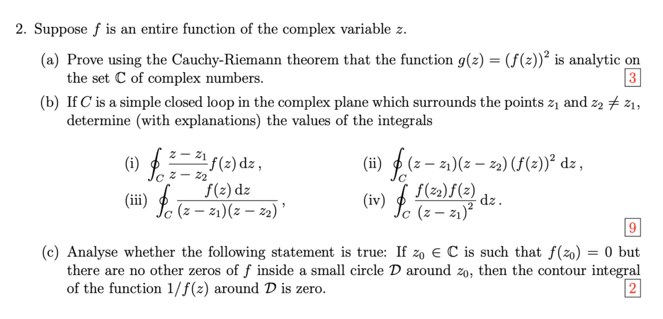 Solved 2 suppose f is an entire function of the complex chegg